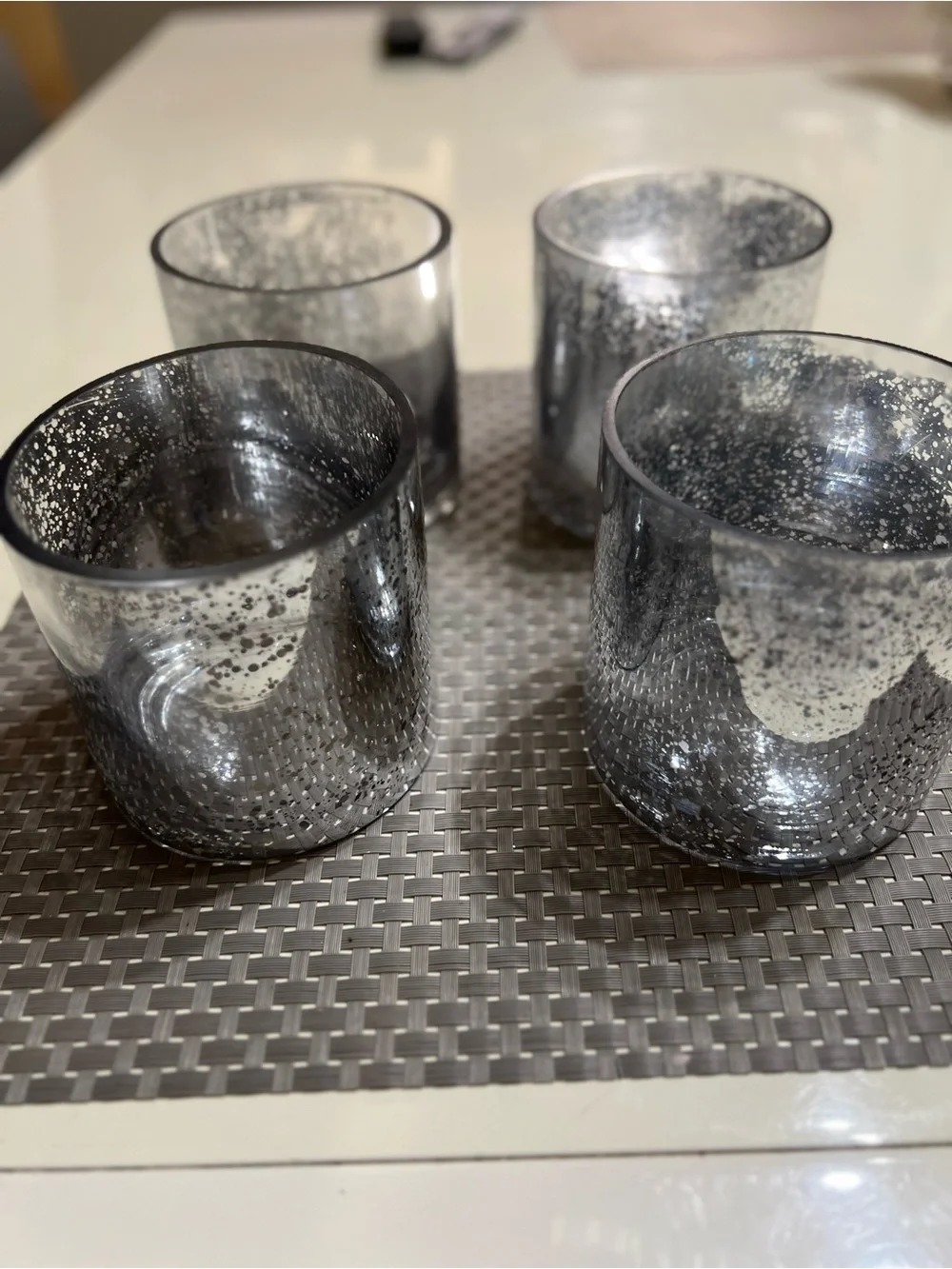 Silver Mercury Glass Votive Candle Holders - Set of 4